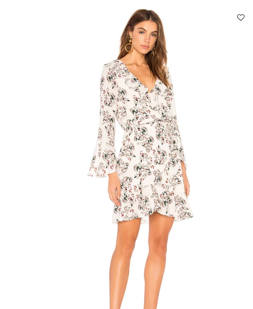Elliatt Melody Size XS Holiday White Floral Print Ruffled Mini Dress